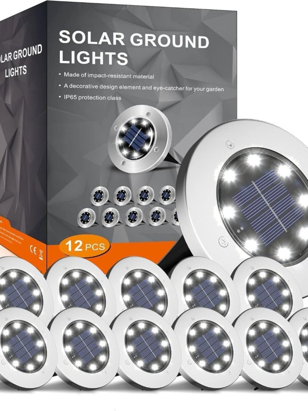 Solar Lights Outdoor Waterproof, Cold White, 12 Pack Ground Lights